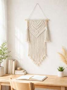 米色编织挂毯，波西米亚风墙饰，北欧农舍风格，适合小屋装饰，中性色调，几何流苏艺术墙面装饰，室内装饰，适用于客厅、卧室、玄关、宿舍、公寓、家庭工作室，简约乡村风墙面艺术，乔迁礼物 - 彩色 - 查看 6