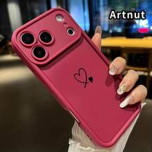 ファッショナブルなデザインのライン入りハート柄クリエイティブなマット仕上げの携帯電話ケース。17/17/16/15/14/13/12/11 Proシリーズの機種に対応。クリスマスや新年に友人、親戚、パートナーへの誕生日プレゼントやビジネスギフトに最適です。金剛砂-黒/白/茶色-ライン入りハート（黒背景、白背景、茶背景）439TC XU97 - 黒 - チェックする 7