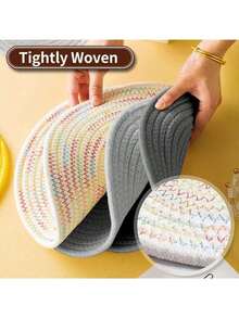 1/2pcs Creative Woven Cat Ears Pot Mat, Can Be Hung Placemat, Anti-Scalding Heat Insulation Pad Restaurant Table Decoration Kitchen Gadgets - 查看 10