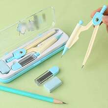 Herramienta de Geometría de Brújula Geometry Math Set Compass y lápiz Herramientas de dibujo de estudiante Papelería Compass Compass Drawing Protractor Herramientas de Dibujo - como en la foto - Ver 3