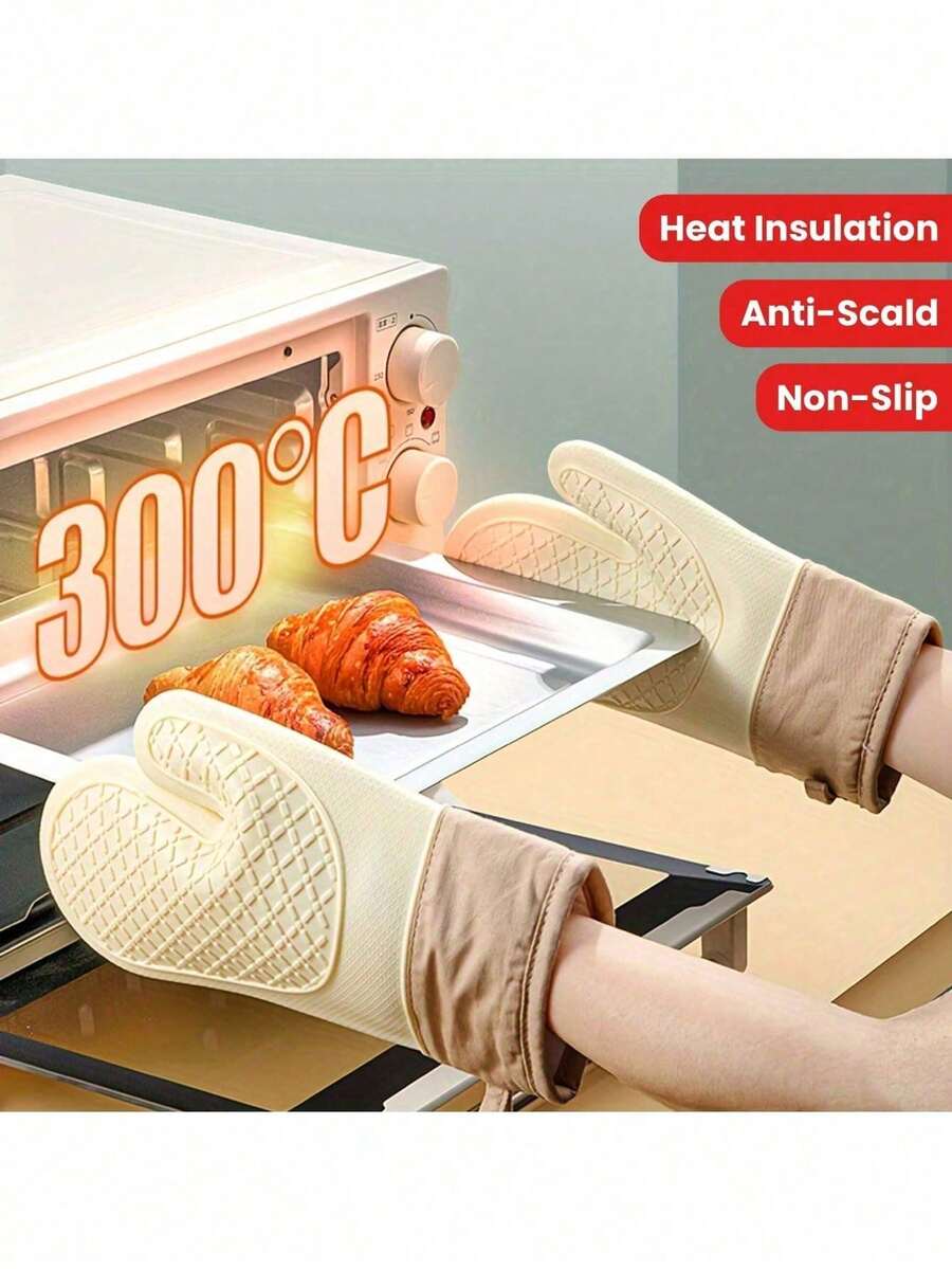 1pc Anti-Scald Microwave Oven Gloves, Heat Resistant Kitchen Baking Gloves,Resistant Silicone Oven Mitts - Home Kitchen, Non-Slip Kitchen Items, Festive Holiday Cooking Gifts Friendly For Home And Kitchen Organization
