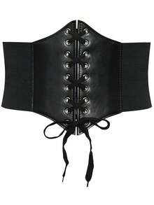 女士弹力腰带一条，简约百搭，可搭配衬衫和连衣裙，可调节腰带，显瘦效果，四季皆宜。 - 黑色 - 查看 12