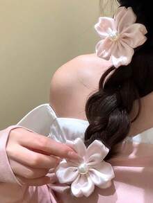 4个浪漫粉色樱花发夹，适合日常佩戴，居家、学校、海滩、办公室、派对、节日、生日、返校、新年、情人节、母亲节、圣诞节、婚礼、音乐节、毕业典礼、春夏等场合。 - 粉色 - 查看 4