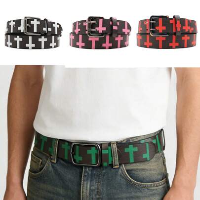 Original Cross-Print Belt Cowgirl & Cowboy Belt With Classic, Minimalist Buckle Belt For Men Women
