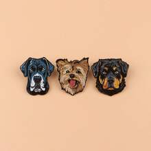 可爱卡通宠物狗珐琅徽章 趣味动物胸针 翻领别针 徽章 背包服饰配饰 时尚首饰 朋友礼物 - 黑色 - 查看 5