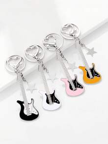 Mini Guitar Keychain, Car Key Accessory, Musical Instrument Theme Keychain, Bag Charm, Fashion Daily Travel Accessory, Gift - Multicolor - View 3