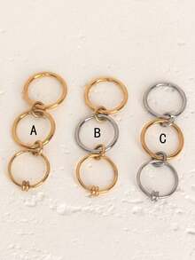 1pc 18K Gold Plated Creative Interlocking Round Rings Thick Stainless Steel Multi-Layer Ring, Perfect Jewelry Gift, Suitable For Women's Daily Wear - Ring - View 6
