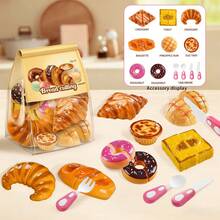 女孩逼真面包切片器玩具，下午茶模拟甜点角色扮演玩具，亲子互动玩具 - 彩色 - 查看 12
