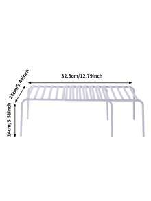1pc White Simple Iron Single Layer Multi-Purpose Storage Rack, Adjustable Cabinet & Pantry Organizer For Cookware & Dishes - White - View 14