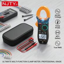 NJTY 1pc Digital Clamp Meter - High Precision Multifunctional Ammeter With LED Light, Buzzer, Measures Voltage & Current, Multifunctional Electrical Diagnostic Solution For DIY Electronics - Multicolor - View 2