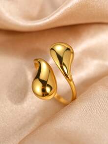 Stainless Steel Gold Color Ring, Luxury Elegant Stainless Steel Open Ring, 18K Gold Plated Non-Fading Jewelry - Ring - View 4