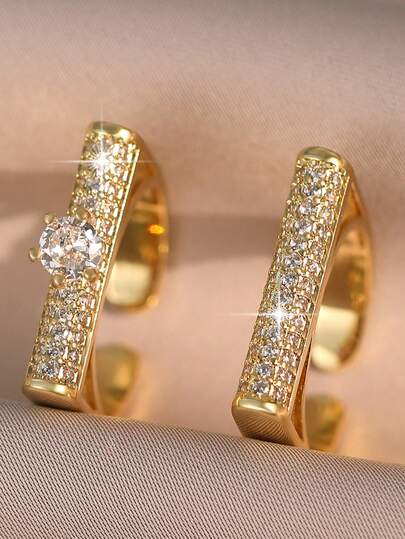 jealous young 2pcs/Set Fashion Gorgeous Cubic Zirconia Ring Set For Women For Wedding Engagement Anniversary Party Band Jewelry Valentine's Day Gift