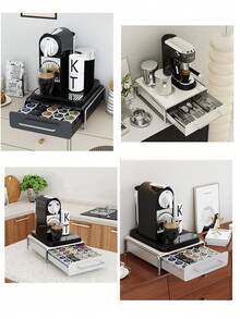 Large Capacity Coffee Capsule Storage Drawer Organizer, Metal Coffee Station Countertop Rack, Space-Saving Kitchen Coffee Bar Accessory - Multicolor - View 10