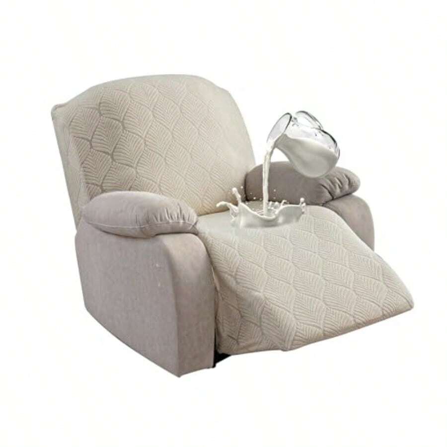 Funda para silla reclinable 100 % impermeable 1 funda elástica para sofá reclinable funda lavable para silla reclinable para mascotas perros niños beige 1 plaza - Beis - Ver 1