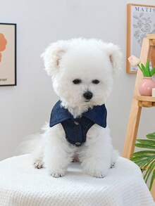 PETCIRCLE 1pc Pet Clothes, Dog Jacket, Breathable Summer New Arrival, Cool Puppy Outfit - Golden California Jacket - Blue - View 4