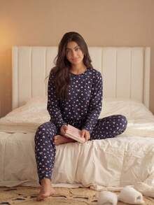 Women's Winter Pajama Set, Peach Skin - Màu xanh ngọc - Xem 5