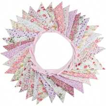10M/32Ft Triangle Bunting Banner, 36 Pcs Cotton Fabric Flags Pennant Garlands For Birthday Party, Wedding, Baby Shower, Outdoor And Home Decorations (Pink) - Hồng - Xem 2