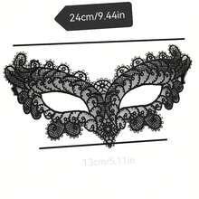 1PCS, Masquerade Black Lace Half-Face Mask For Women, Halloween Cosplay Party, Cute Eye Mask With Veil - 白色 - 查看 5