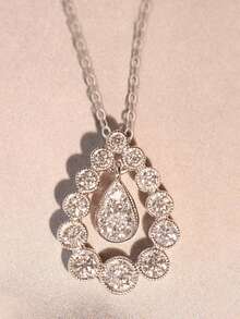 1件浪漫立方氧化锆项链吊坠，女士情人节礼物，结婚首饰 - 1# - 查看 3