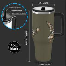 1pc 40oz Hand-Drawn Illustration Style, Flying Ducks, Brown And White Feathers Tumbler With Lid And Straw, Winter Insulated Travel Mug, Gift For Women Men, Ideal For Valentine's Day, Easter, Birthday Gift, Iced/Hot Coffee Cup - 40oz-trắng - Xem 6
