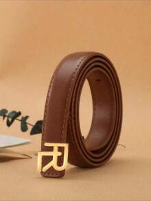 优雅金色字母合金光滑扣皮带，休闲百搭牛仔裤腰带，适合海滩、办公室、学校等场合。 - 彩色 - 查看 15