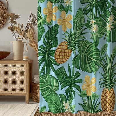 1 chiếc rèm tắm in hình lá Monstera màu xanh lá cây, chất lượng cao, phù hợp trang trí nhà cửa, phong cách hiện đại, rèm tắm dùng được cả bốn mùa, kèm 12 móc treo.