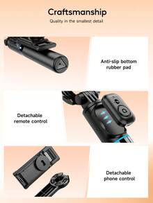 Gậy selfie mini 3 trong 1 chất liệu hợp kim, kèm đèn chiếu sáng và điều khiển từ xa không dây, kích thước bỏ túi, giá đỡ điện thoại có thể kéo dài, lý tưởng cho vlog/livestream, tương thích với iPhone và Android. Thích hợp làm quà tặng Ngày của Mẹ, Sinh nhật. - màu đen - Xem 11
