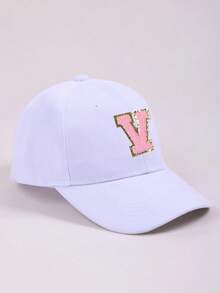 1pc Children's 26 Letter Pattern White Baseball Cap, Fashionable Sports Sun Hat Suitable For Kids School And Casual Wear, Adjustable Baby Baseball Cap - Multicolor - View 18