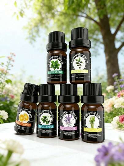 Kit De 6 Aceites Esenciales 100%  Para Difusor (Aceites de Té con aroma de árbol, Menta, Lavanda, Eucalipto, Lemongrass, Naranja.),Perfume avanzado para difusor, YAromaterapia,aromaterapia de yoga, aceite esencial para aromaterapia para difusor, humidificador, aromaterapia, elaboración de velas, fragancias de jabón,fragancia de aire fresco para dormitorio, sala de estar y baño, usado para relajar y mejorar el estado de ánimo(Nuestros productos están hechos de árboles y flores, no agreguen ningún ingrediente químico y no causan ningún daño al cuerpo humano.)