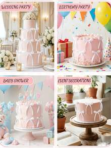 1/10/20pcs White Bow Shaped Cake Decorations, Suitable For Cakes, Cupcakes, Baby Showers, Birthdays, Weddings, Valentine's Day, Christmas, Graduations And More - Multicolor - View 5