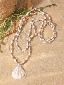 Seashell Necklace, European And American Style Vacation Elegant Necklace, Ocean Seashell Pearl High-End Necklace - Beach Seashell Pendant Necklace - View 4