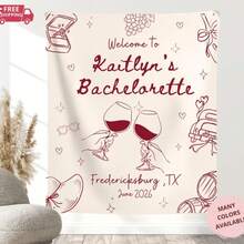 1PC Custom Wine Themed Bachelorette Party Bride Photo Backdrop Tapestry, Bride Background Photo, Vino Before Vows Bachelorette Welcome Sign, 5 Sizes Available - trắng - Xem 1