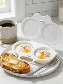 2pcs Microwave Egg Cooker/Poacher. Non-Electric, Heat-Resistant PP Plastic Material, Double-Layer Egg Cups With Insulated Base, Space-Saving Breakfast Cooking Tool, Suitable For Home, Office And Dorm Use - Easy To Clean Kitchen Gadget, With Sturdy Handle And Durable Cookware. - Multicolor - View 2