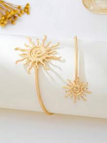1 pieza Brazalete de brazo con sol minimalista y elegante, cadena de brazo de verano con estilo y refrescante, adecuado para uso diario de mujeres, varios días festivos, regalo del Día de la Madre, socializar, fiestas, actividades, playa, vacaciones, accesorio de joyería - Dorado - Ver 4