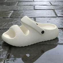 Shock-Absorbing & Comfortable, One-Piece Molded, Minimalist Texture, Solid Color, Open Toe, Soft & Thick Sole, Casual Slippers, Unisex Versatile - White - View 5