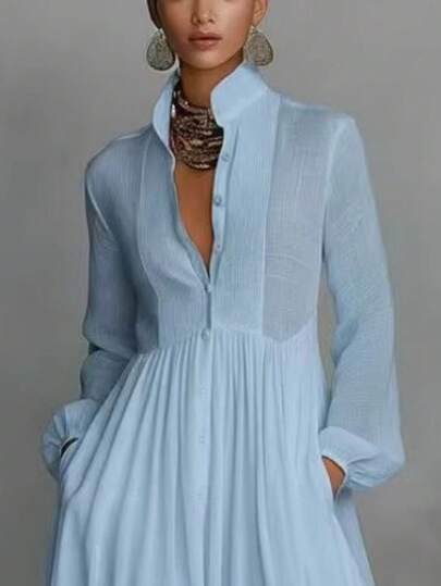 Vestido largo mujer primavera 2026, estilo francés, liso, corte ajustado, elegante