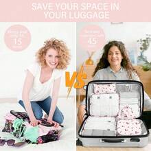 8pcs Travel Packing Cubes,Suitcase Organizer Bags,Large Capacity Zipper Storage Bags,Cosmetics Bag, Clothing Bag,Organize Your Clothing With Ease,For Men And Women,Back To School Supplies,Travel Essentials,Travel Accessories - quả anh đào - Xem 10
