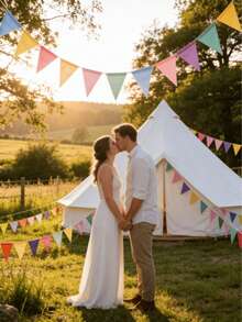 1/2pcs 4-Meter-Long Colorful Jute Triangular Flag Wreath, Triangular Banner Banner Hanging Ornament, Retro Style, Suitable For Room Background Decoration, Birthday, Wedding And Various Themed Party Decorations, Can Be Hung In The Home, Spring And Summer, Back To School Season, Garden Decoration And Other Occasions. - Colorful Flags - View 9