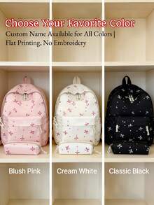 Set de 3 piezas Mochila personalizada para niños, regalo personalizado de vuelta al colegio, incluye bolsa de almuerzo y estuche para lápices, diseño lindo de lazo/trébol, mochila impermeable para niñas, regalo de vuelta al colegio/cumpleaños. Mochila escolar para niñas de gran capacidad con bolsa de almuerzo, bolsillos y estuche para lápices, mochila escolar con estampado degradado. Cabe laptop de 15.6 pulgadas, bolsillos multifuncionales. Adecuado para viajes al aire libre, vuelta al colegio, actividades al aire libre y uso diario. - Multicolor - Ver 11