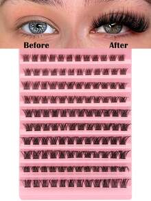 110pcs DIY False Eyelashes, Durable And Soft, Natural Criss-Cross Texture Eyelash Clusters, False Eyelash Clusters, Individual False Eyelashes - D - View 1