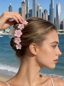 1pc Sakura Casual ABS Plastic Flower Hair Claw Clip, Suitable For Beach Wear And All Seasons - Multicolor - View 5
