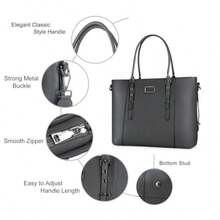 MOSISO PU Cuero para Portátil Tote Bolso para Mujer 17-17.3 Pulgadas Gris - 17.3 Pulgadas - Ver 4