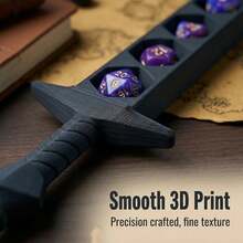7pcs Dice Set With 3D Printed ABS Resin Sword-Shaped Storage Box, Suitable For TTRPG/RPG Tabletop Games Or Other Board Games | Unique Dice Sword, Suitable For Autumn Game Parties (Blue-Purple), Personalized Christmas Gift, Gift For Boyfriend, Creative Gifts For Men, Fun Gifts For Teenagers - Multicolor - View 6