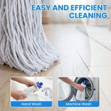 Indoor Mop For Floor Cleaning, Lightweight Cotton Mop With 2 Washable Heads - Màu A - Xem 5