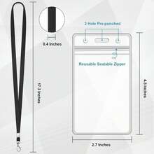 3 Pack Clear ID Badge Holder With Lanyard Black Lanyards With Vertical Waterproof ID Badge Holder For Office, School, Travel - ColorA - 查看 2