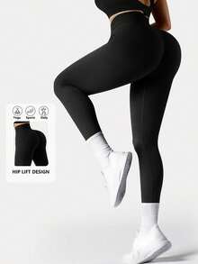 DINBEY Leggings ajustados de cintura alta para mujer, pantalones deportivos para fitness, yoga y correr - Negro - Ver 1