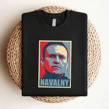 T-shirt femme imprimé Alexei Navalny T-shirt Tailles Coton NAV 952340 - Noir - Voir 3