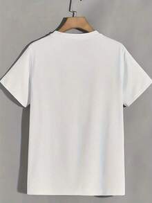 180g, Corte Holgado con Cuello Redondo, Lavable a Máquina, Camiseta Negra con Estampado de Palmeras y Atardecer para Vacaciones de Verano, Salidas Familiares y Uso Casual, Ropa Casual Cómoda - Blanco - Ver 2