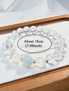 Fashionable Elegant Inner Peace Bracelet, White Clear Quartz Clearing, Courage, Stress, Abundance, Emotional Balance, Energy Healing Yoga Meditation Jewelry For Women Men For Vacation - White - View 6