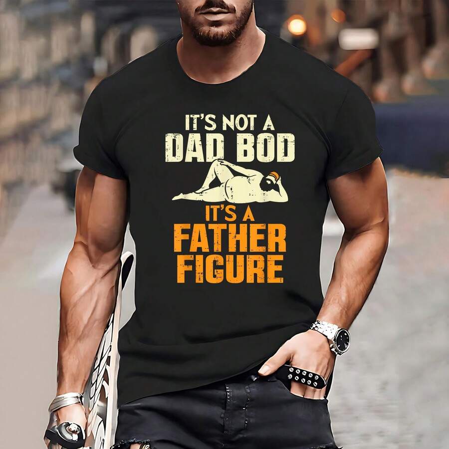 Not Dad BOD Its A Father Figure Funny Fathers Day Daddy Papa T-Shirt Father's Day Men's T-Shirts, Funny Men's T-Shirts, Men's Sports T-Shirt, Summer Men's Clothing, Men's Home T-Shirts, Men's Outdoor Streetwear, Men's Sports T-Shirts, Men's T-Shirts, Men's Party Costumes, Carnival Costumes, Black Summer Pure Casual Short-Sleeve Tee, Father's Day Gift - màu đen - Xem 1